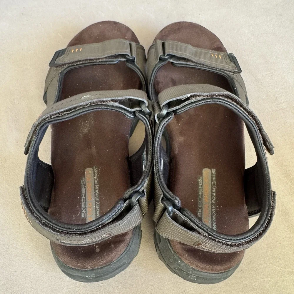 Size 14 - Skechers Mens Sandals Extra Wide Relaxed Fit Louden Brown 64487EWW